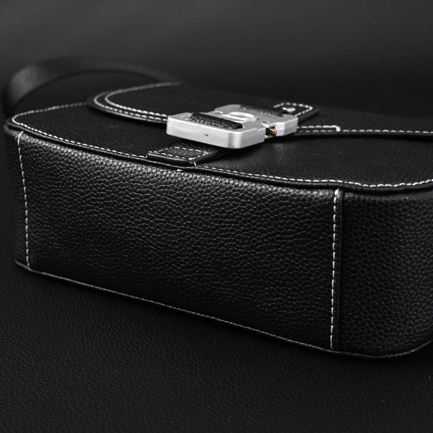 Dior Saddle Crossbody Bag – Black Grained Calfskin with Silver-Tone Hardware