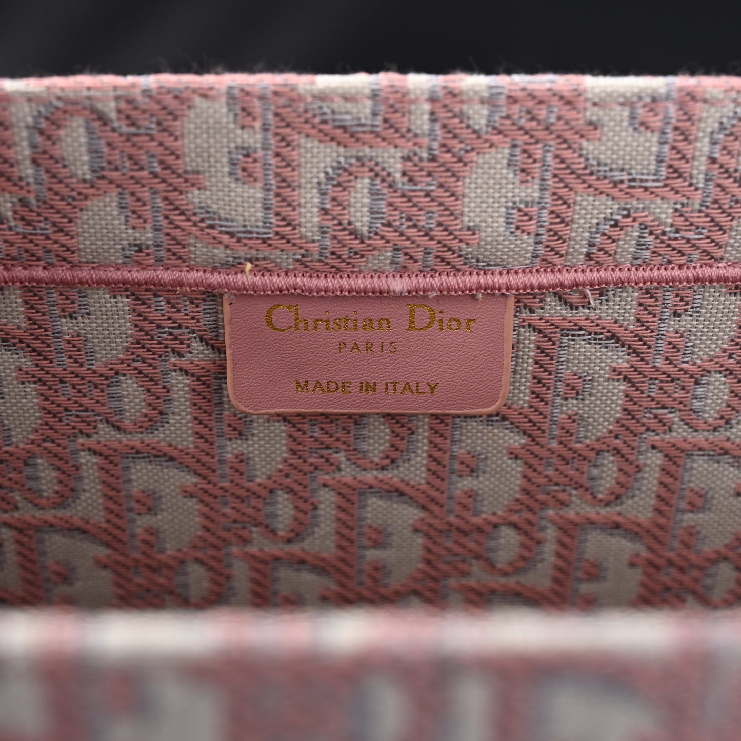 Dior Book Tote Oblique Embroidered Canvas Bag – Large Pink